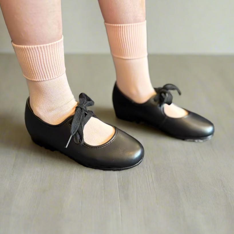 Roch Valley Low Heel PU Tap Shoes - With fitted Toe & Heel Taps