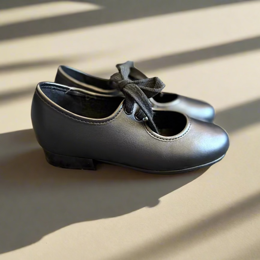 Roch Valley Low Heel PU Tap Shoes - With fitted Toe & Heel Taps